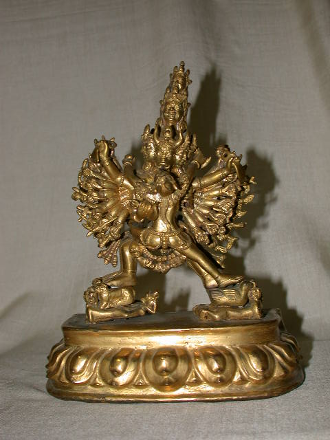 Tibetan gilt Bronze Vajrabhairava with Consort